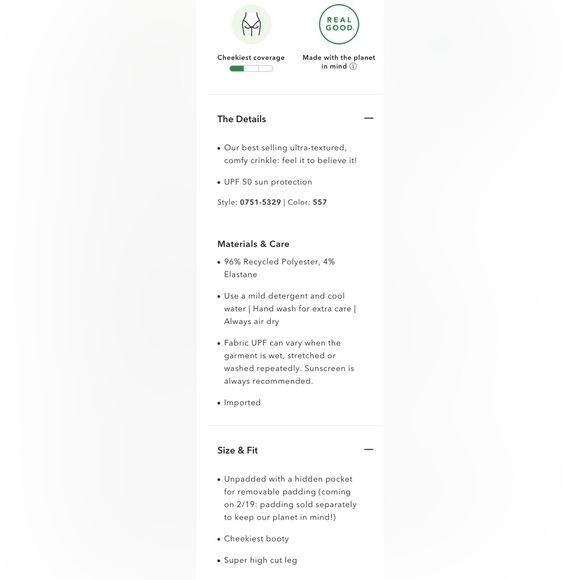 NWT Aerie Crinkle Scoop High Cut Cheekiest One Piece Swimsuit - Picture 5 of 5